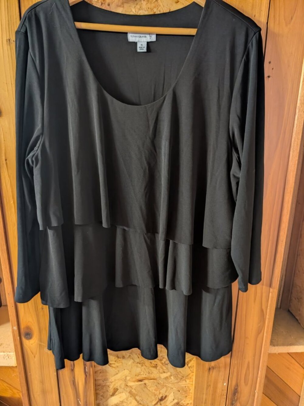 Susan Graver Black Tiered Blouse